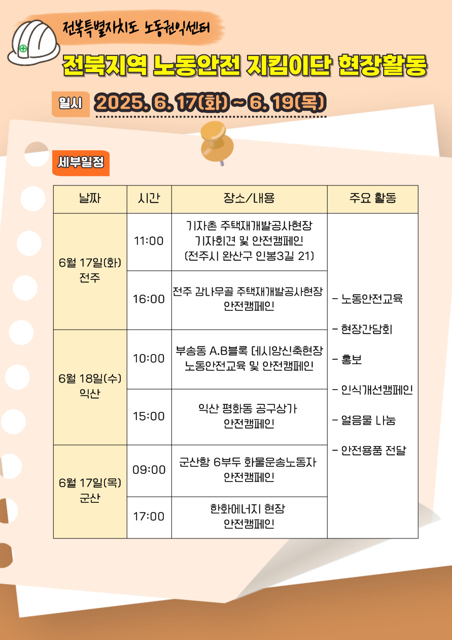 2025년 전북지역 노동안전지킴이단 현장활동 안내 2번째 이미지