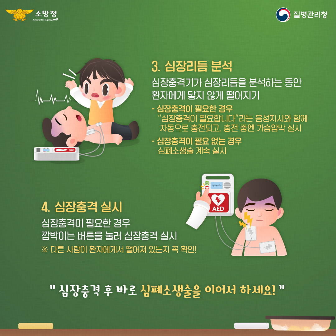 [카드뉴스] 심폐소생술 및 자동심장충격기(AED) 사용법 안내 3번째 이미지