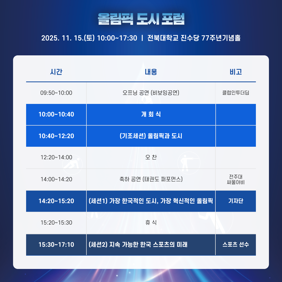 올림픽 도시 포럼 개최 안내(11. 15. 토) 2번째 이미지