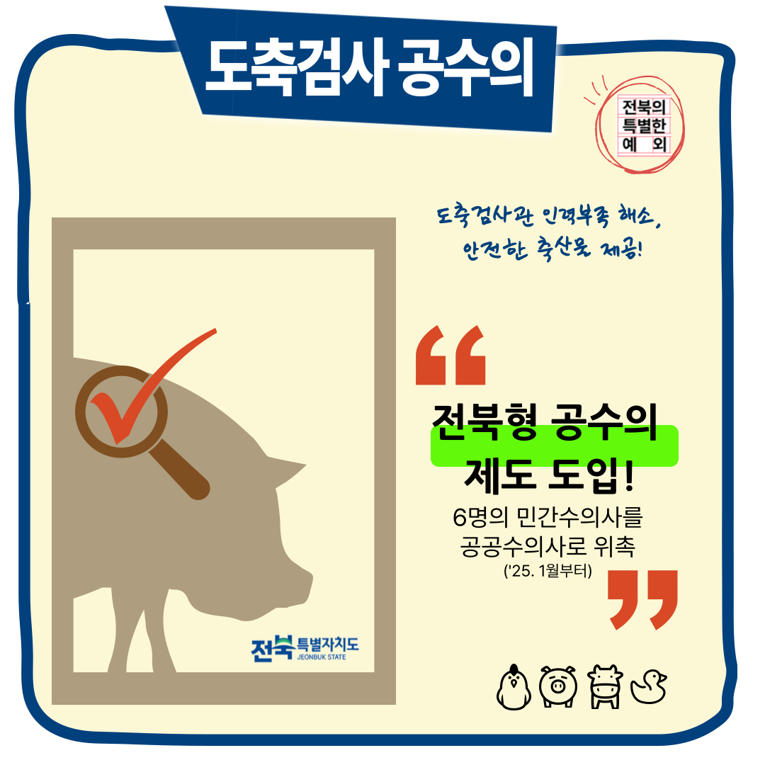 [전북특별자치도 달라진 생활상] 한 컷 카드뉴스(도축검사 공수의) 이미지(1)