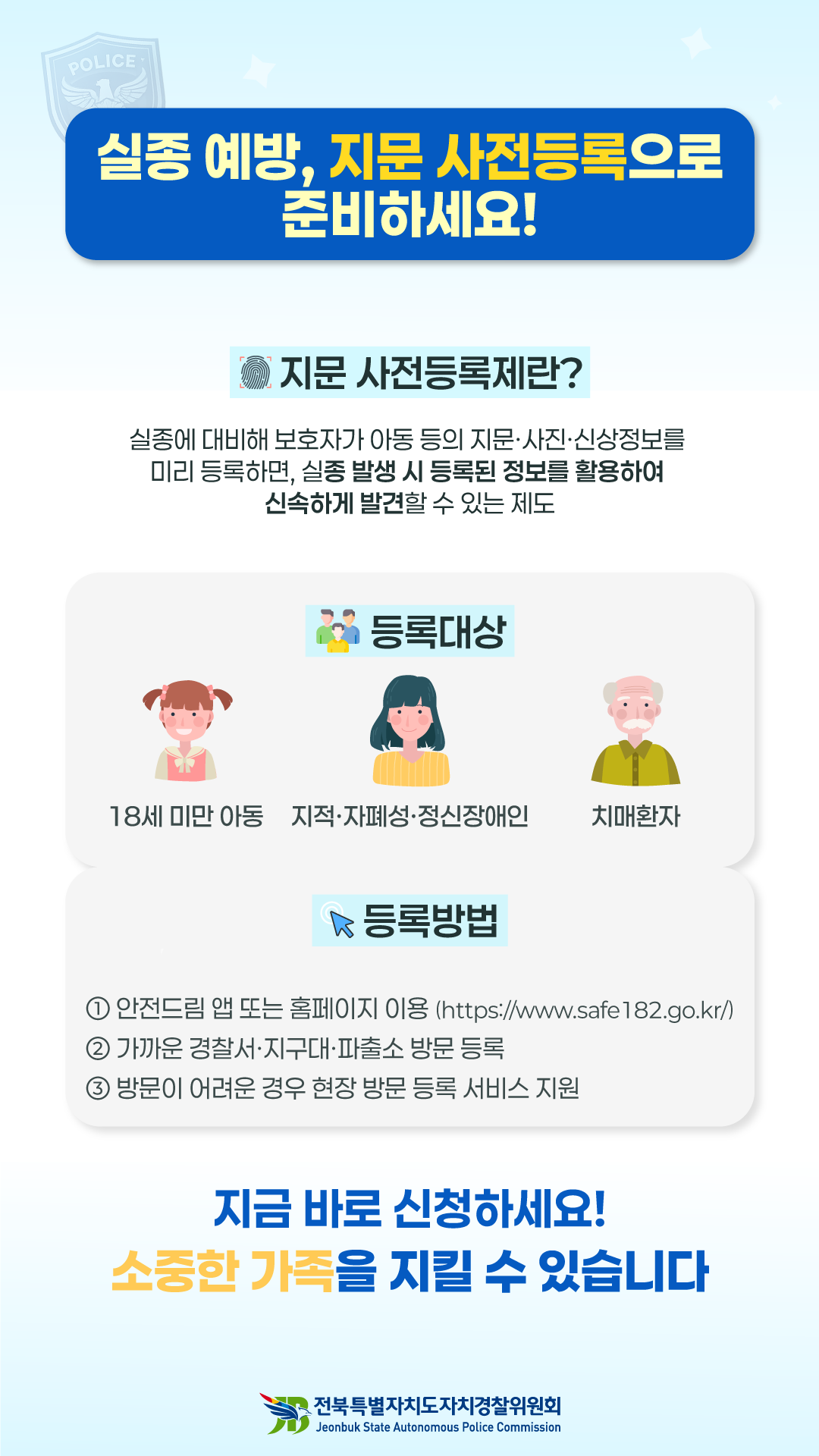 실종 예방, 지문 사전등록