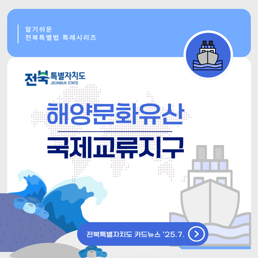 (카드뉴스)[알기쉬운 전북특별법 특례시리즈] - 해양문화유산 국제교류지구 1번째 이미지